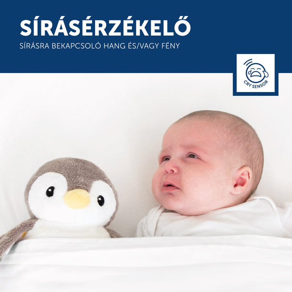 Zazu – PHOEBE babanyugtató plüsspingvin éjjeli fénnyel és hangrögzítővel