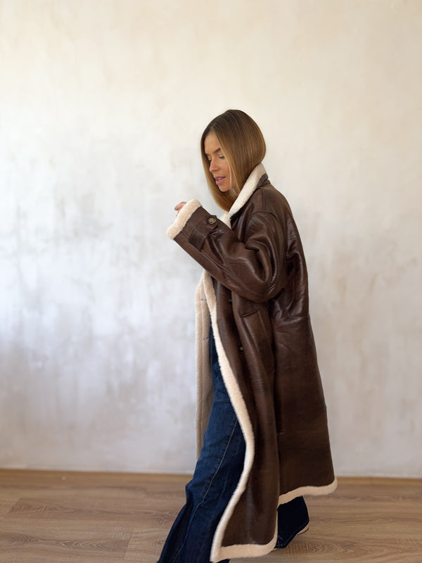 Jimmy bőrhatású kabát prémium