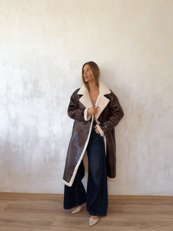 Jimmy bőrhatású kabát prémium