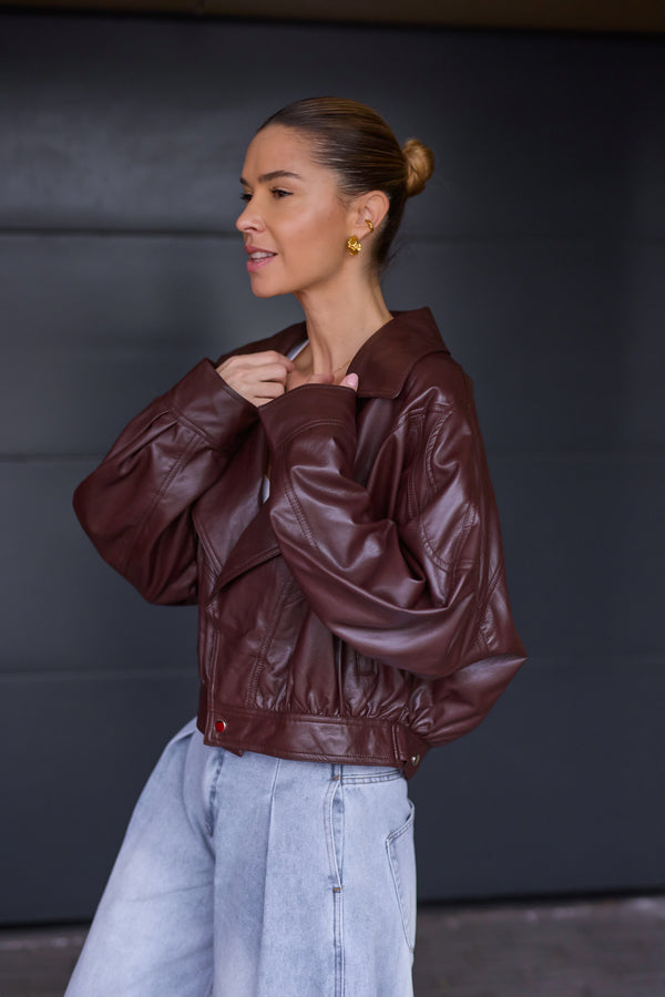 Choco bőrhatású kabát prémium