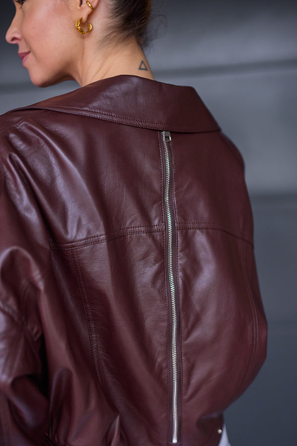 Choco bőrhatású kabát prémium