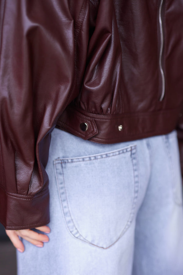 Choco bőrhatású kabát prémium